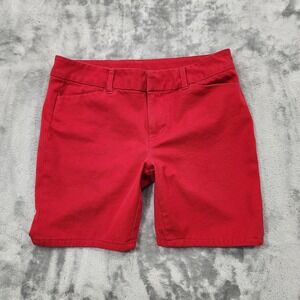 Faded Glory Shorts Womens 8 Red Twill Chino Stretch Mid Rise Casual Classic